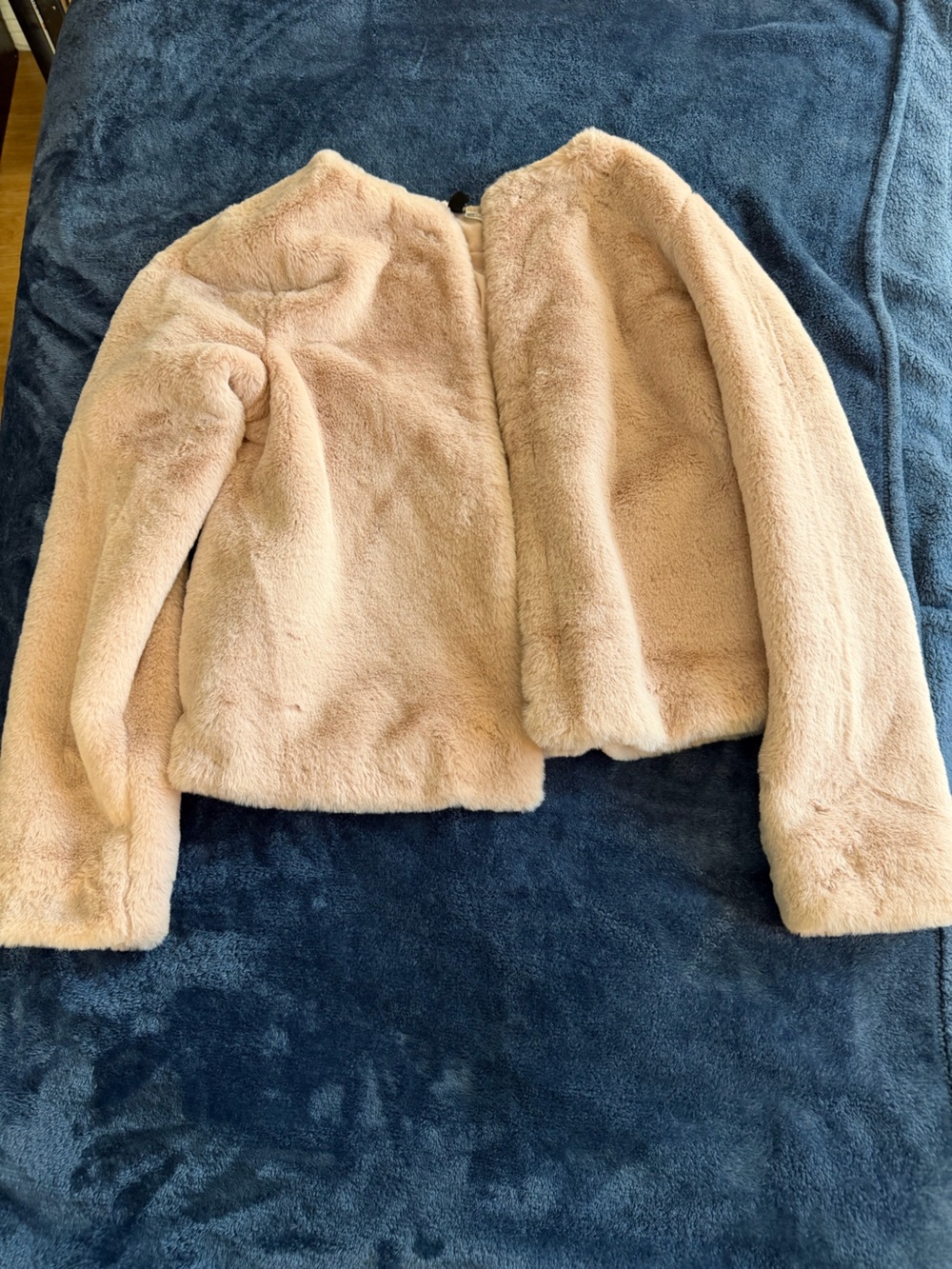 H&M Blush Cream Faux Fur Jacket